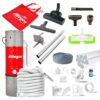Allegro Heavy Duty Powerful Central Vacuum System with Complete Premium Deluxe Hardwood Rug Air Accessory Kit, 3 Inlet Kit & 64 ft Pipe Package (30ft)