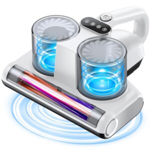 Bed Vacuum Cleaner Mattress Vacuum with UV 16Kpa Suction HEPA Filter 253.7nm UV-C Light & 30000 Rpm/Min Brushroll Rotation & Heating & Ultrasonic Quintuple Tech , Widened...