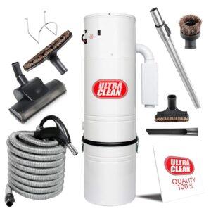 Central Vacuum Ultra Clean Unit 7,500 sq. ft. Air Turbo Power Nozzle 30 Foot ON/Off Control Switch Hose & Set of Wands