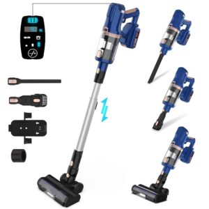 Cordless Vacuum Cleaner, 300W 30Kpa Cordless Stick Vacuum with LED Display, Up to 60mins Runtime, 4000mAh Battery Cordless Vacuum, 6 in 1 Light Vacuum Cleaners for Home Pet Hair...