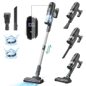 Cordless Vacuum Cleaner, 43Kpa Powerful Stick Vacuum with Brushless Motor, LED Touch Display, 45 Mins Long Runtime, Self-Standing Lightweight Vacuum for Hard Floor Carpet Hair,...
