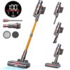 Cordless Vacuum Cleaner, 45Kpa 550W 60Mins Vacuum Cleaners for Home, Stick Vacuum with LED Touch Screen, Anti-tangle Wireless Vacuum, Rechargeable Cordless Vacuum for Pet Hair,...