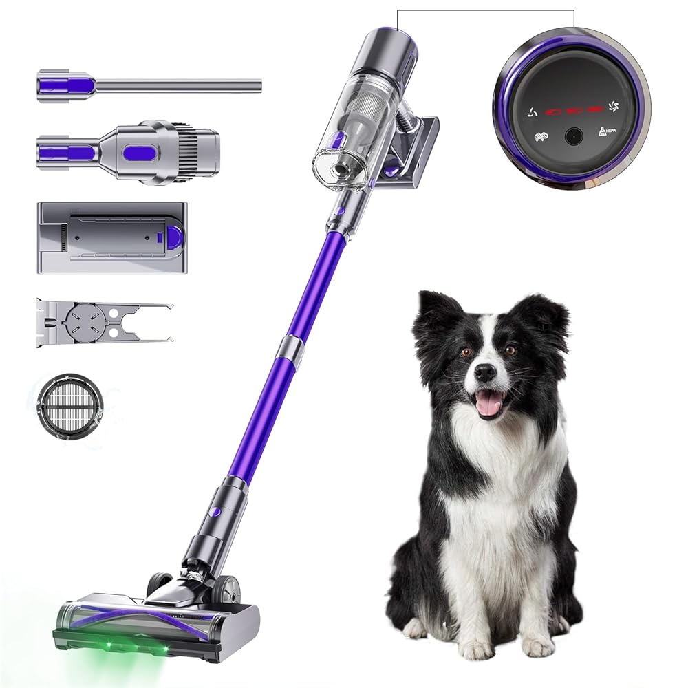 Cordless Vacuum Cleaner 50Kpa,550W Vacuum Cleaners for Home,Rechargeable Stick Vacuum Max 60Min. OLED Color Screen Anti-Tangled Vacuum Cleaner 1.6L for Hardwood... Cordless Vacuum Cleaner 50Kpa,550W Vacuum Cleaners for Home,Rechargeable Stick Vacuum Max 60Min. OLED Color Screen Anti-Tangled Vacuum Cleaner 1.6L for Hardwood...