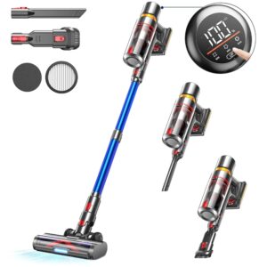 Cordless Vacuum Cleaner, 550W/45Kpa Strong Suction Vacuum Cleaners for Home, Up to 55 Mins Runtime Stick Vacuum with LED Display, Anti-Tangle Lightweight Vacuum for Pet...