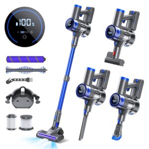 Cordless Vacuum Cleaner, Lightweight Stick Vacuum with Touch Screen,45Mins Runtime Rechargeable Vacuum Cleaner for Home, 400W/33Kpa Cordless Vacuum for Pet Hair/Carpet/Hard Floor