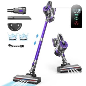 Cordless Vacuum Cleaner, Stick Vac with Tangle-Resistant Design, Up to 55 Minutes, Powerful Suction, Rechargeable, Lightweight, and Versatile for Carpet, Hard Floor, Pet Hair,...