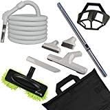 Deluxe Hard Floor Central Vacuum Cleaning Set with 35-Foot Pistol Grip Style Handle Hose