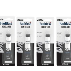 Faultless Hot Iron Cleaner, Non-Toxic Steam Iron Cleaner, Removes Melted Fabrics, Glue, Hard Water, Lime Deposits & Starch (1 oz) (4 Pack)