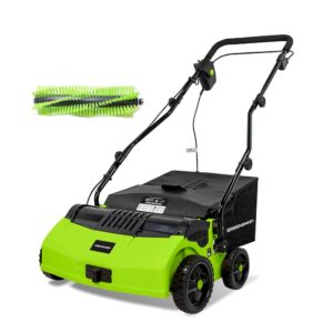GreenSweep V2 - Artificial Grass Electric Sweeper Rake Vacuum 45L Collection Bag,5 Adjustable Heights, Foldable Handle & Extra Brush