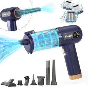 Handheld Car Vacuum Cleaner - 16000PA Car Vacuum Portable Cordless, High Power Suction 4 in 1 Mini Vacuum Cleaner & Air Duster with 2 Gear and LED Display for Car, Home, Office,...