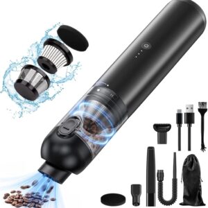 Handheld Vacuum Cordless, 16000pa Car Vacuum Cleaner High Power, 2 Speed Modes Mini Vacuum Cleaner with 2 Filters, 2-in-1 Car Vacuum Portable Cordless with Air Blower for Car...