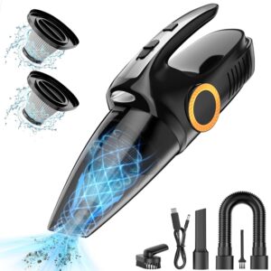 Handheld Vacuum Cordless, Car Vacuum 9500PA Powerful Suction Portable Handheld Vacuum with LED Light & 2 Fliters Rechargeable Car Vacuum Portable Cordless for Home Office...