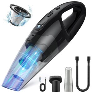 Handheld Vacuum Cordless Rechargeable, LED Light, 1.65 Pounds Car Vacuums Light Weight, Dust Busters Cordless Rechargeable with Washable Filter, USB Charge, Car Vacuum Cordless