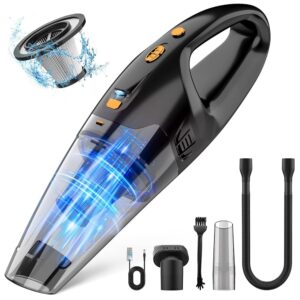 Handheld Vacuum Cordless Rechargeable, LED Light, 1.65 Pounds Car Vacuums Light Weight, Dust Busters Cordless Rechargeable with Washable Filter, USB Charge, Car Vacuum Cordless