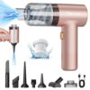 Mini Handheld Vacuum Cleaner Cordless 4 in 1 Portable Car Vacuum 10000PA Car Vacuum Cleaner High Power Rechargeable Multi-Nozzles Vacuum Cleaner for Car Home Office Pet（Pink）