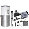OVO Large and Powerful Central Vacuum System, Hybrid Filtration (with or Without Disposable Bags), 25L or 6.6 Gal, 630 Airwatts with 35 ft Carpet Deluxe Accessory Kit Included,...