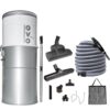 OVO Unit Heavy Duty Powerful Central Vacuum System, Hybrid Filtration (with or Without Disposable Bags) 35L or 9.25Gal, 700 Air watts with 30ft Premium Deluxe Plus Accessory kit...