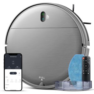 Robot Vacuum and Mop Combo, 2 in 1 Mopping Robot Vacuum Cleaner with Schedule, Wi-Fi/Voice/App, Strong Suction, Ease of Use, Self-Charging Robotic Vacuum, Slim, Ideal for Hard...