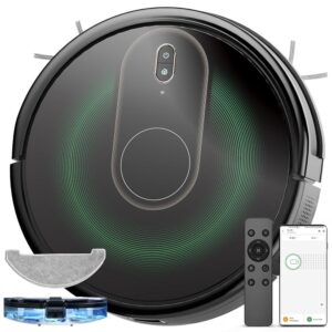 Robot Vacuum and Mop Combo – 3000Pa Powerful Suction, App/WiFi/Alexa/Siri Control, Slim & Quiet Design, Multi-Mode Cleaning for Hard Floors and Low (Black)