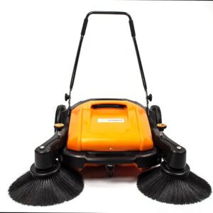 RT980 Industrial Floor Sweeper with Triple Brooms, 38" Outdoor and Indoor Sweeper, 38,000 Square feet per Hour, 12 gal Waste Container