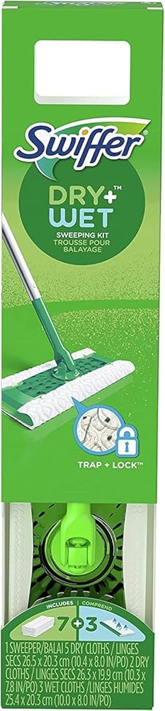 Swiffer Sweeper Dry + Wet Multi Sweeping Kit (1 Sweeper, 7 Dry Cloths, 3 Wet Cloths) Swiffer Sweeper Dry + Wet Multi Sweeping Kit (1 Sweeper, 7 Dry Cloths, 3 Wet Cloths)