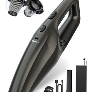 TANYO Handheld Car Vacuum Cordless, Car Vacuum with Strong Suction and 12000PA Brushless Motor, Portable Rechargeable Mini Hand Held Vacuum Cleaner with HEPA Filter for Home,...