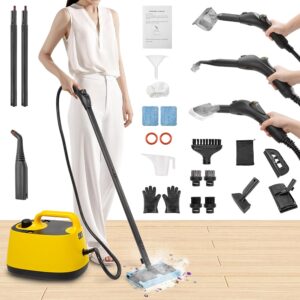 WICHEMI Steam Cleaner Multipurpose Steam Cleaner Household Steamer 1500W High Pressure High-Temp Steam Cleaner with Wheel & 1.5L Tank Steamer for Cleaning Upholstery Floor...