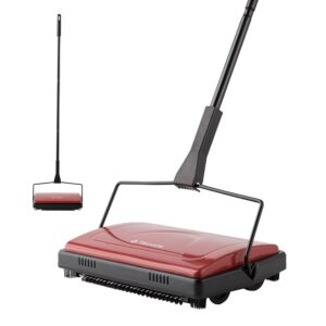 Yocada Carpet Sweeper Cleaner for Home Office Low Carpets Rugs Undercoat Carpets Pet Hair Dust Scraps Paper Small Rubbish Cleaning with a Brush Dark Red
